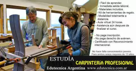 Curso de carpinteria con materiales y herramientas, modalidad a distancia.